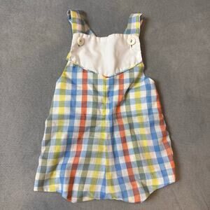 Vintage Tiny Tots Romper Shortalls Gingham Check Romper Baby Boy 3 months 0-6